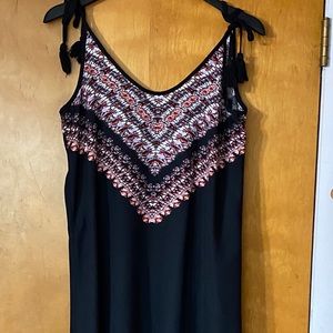 Black and design tie shoulder dress